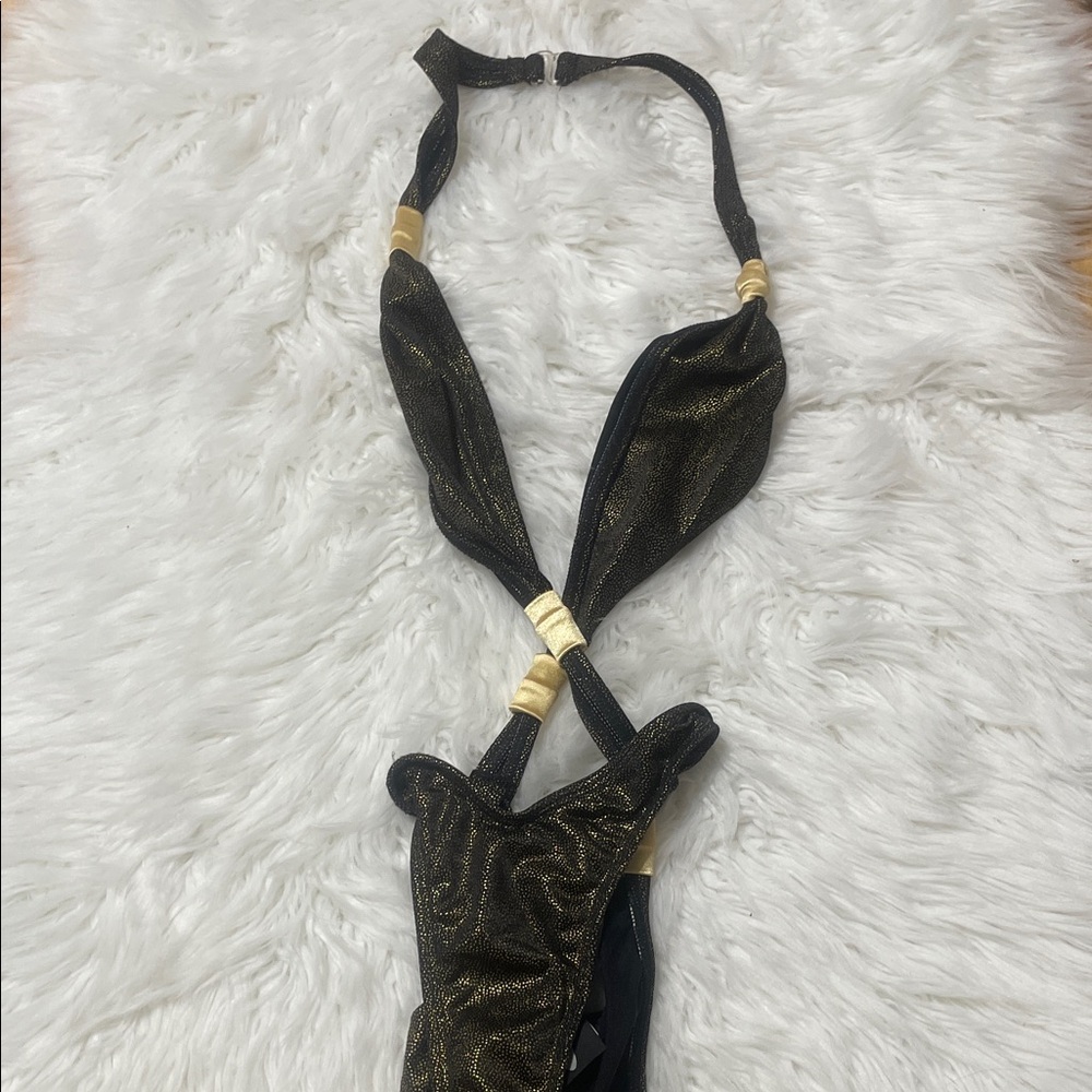 Elegant Black and Gold Women's One-Piece Swimsuit
